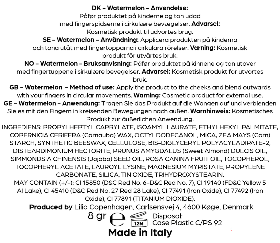 Creamy Blush Watermelon - Vegan & Natural, Paraben - Free, Made in EU - Lilia Copenhagen