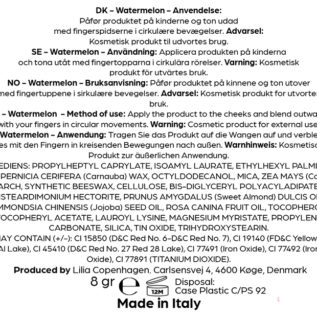 Creamy Blush Watermelon - Vegan & Natural, Paraben - Free, Made in EU - Lilia Copenhagen