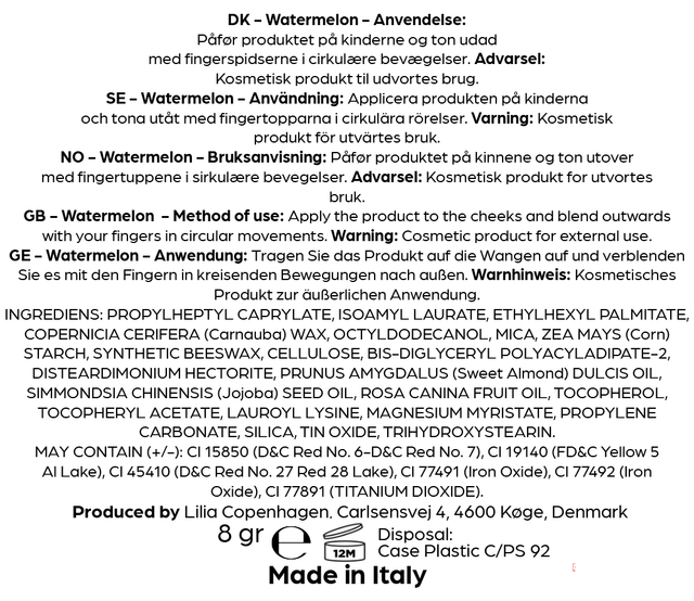 Creamy Blush Watermelon - Vegan & Natural, Paraben - Free, Made in EU - Lilia Copenhagen