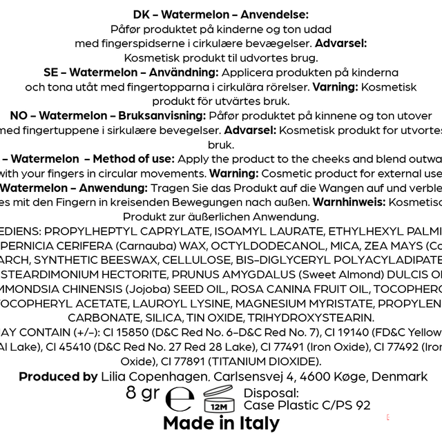 Creamy Blush Watermelon - Vegan & Natural, Paraben - Free, Made in EU - Lilia Copenhagen